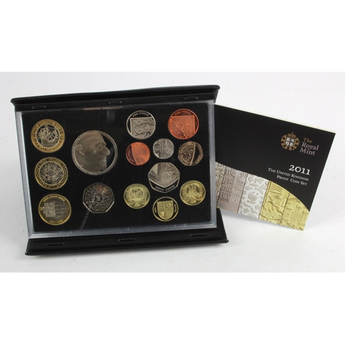 235 - Royal Mint: Deluxe Proof Set 2011 black leather edition, aFDC (very light toning) cased with cert an... 