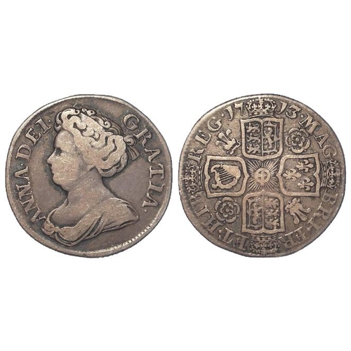 237 - Shilling 1713/2 roses & plumes, S.3617, Fine.