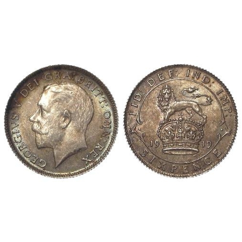 242 - Sixpence 1919 toned AU