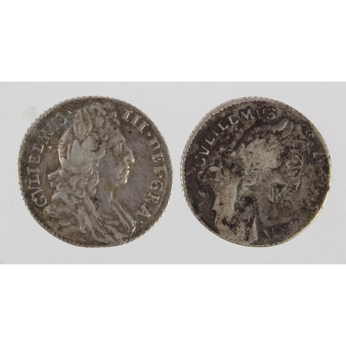 244 - Sixpences (2): 1696 S.3520, VF, and 16??E, poor/fair.