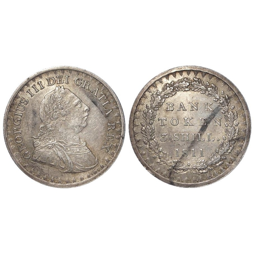 248 - Three Shillings Bank Token 1811, streaky tone EF