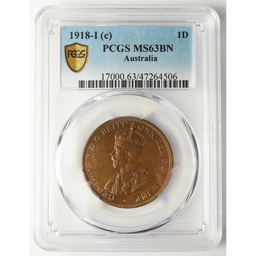 265 - Australia Penny 1918-I(c) slabbed PCGS MS63BN