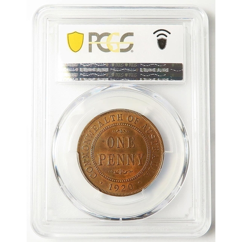 266 - Australia Penny 1920 (no dots) slabbed PCGS MS63RB