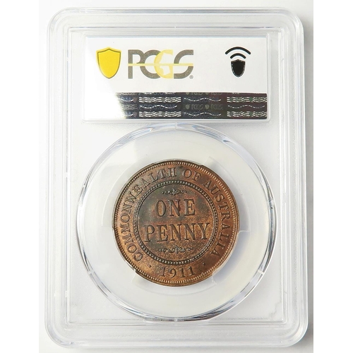 276 - Australia specimen Penny 1911(I) slabbed PCGS SP64RB (specimen)