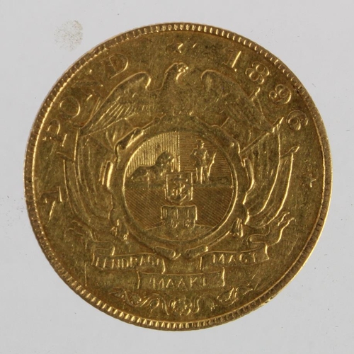 314 - South Africa gold 1 Pond 1896 aVF (0.2352 troy oz AGW)