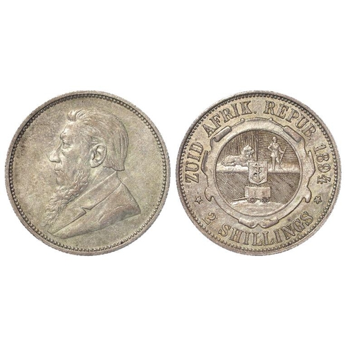 316 - South Africa ZAR, Kruger silver 2-Shillings 1894 GVF, scarce.