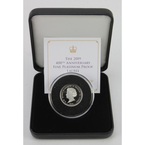 325 - Tristan da Cunha Laurel 2019. Struck in Platinum. Proof FDC boxed with certificate (8g of 999.5/1000... 