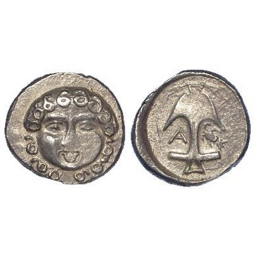 339 - Ancient Greek Apollonia, Pontica silver Drachm late 5th-4thC BC, facing hd. of gorgon / anchor and c... 