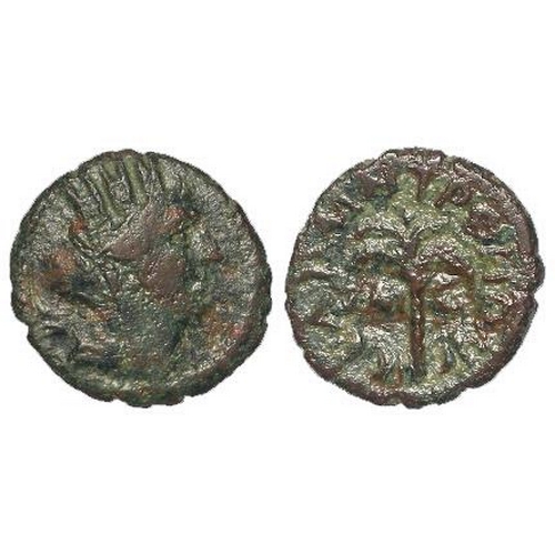 353 - Ancient Greek Phoenicia, Tyre AE16, AD 131/2, bust of Tyche / palm tree. 2.61g. F/GF with an old tic... 