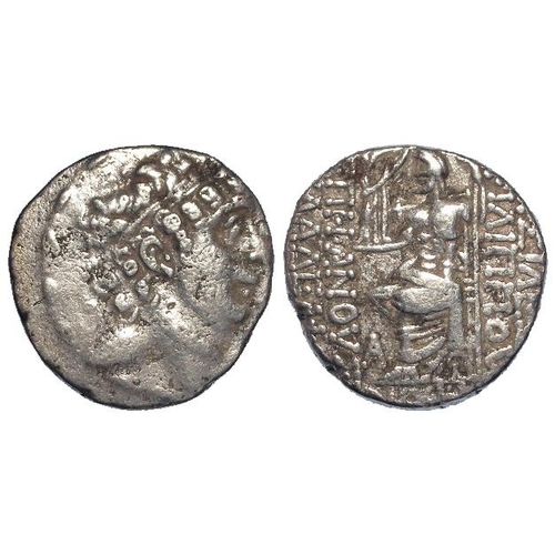 357 - Ancient Greek Seleucid Kingom silver Tetradrachm of Philip Philadelphos, c.93-83BC. 15.11g. F/GF