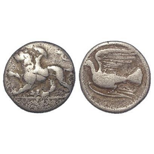 361 - Ancient Greek Sikyonia, Sikyon silver Tetrobol, Chimera l. / dove l. 2.61g. Fine.