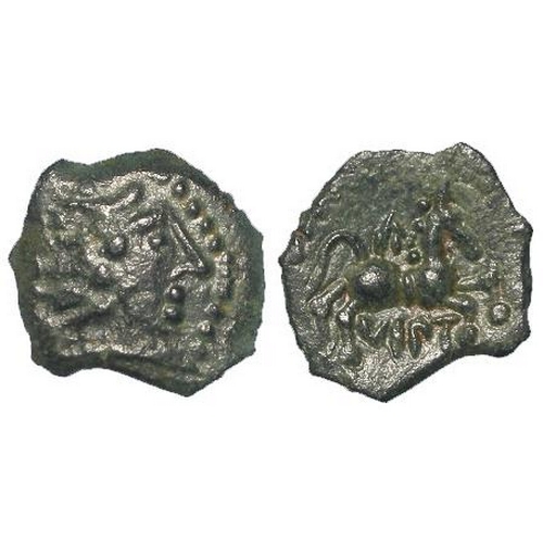 374 - Celtic Gaul: Bronze unit of Viretios of the Pictones, 16-17mm, 2.49g, VF, green patina, nice example... 