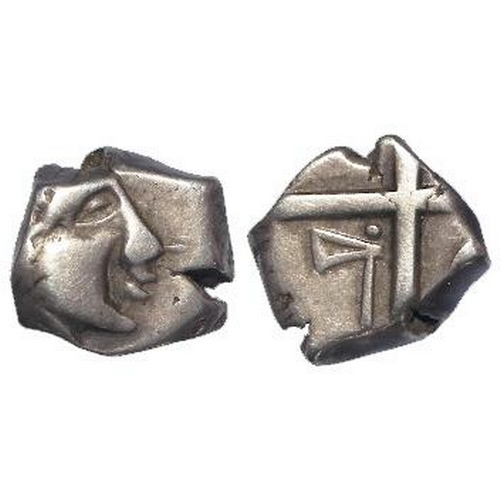 375 - Celtic Gaul: 'Dordogne Axe' type silver unit of the Petrocorii, 12-13mm, 3.32g, VF. Ex. Chris Rudd C... 