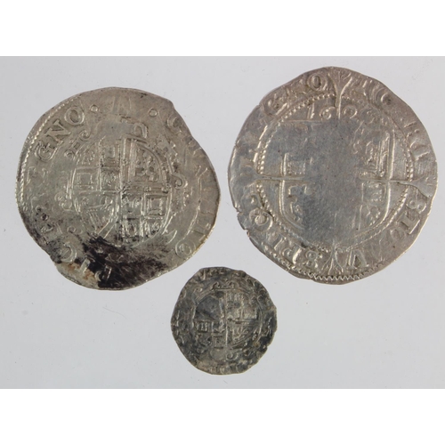 376 - Charles I hammered silver (3): Sixpence 1626 mm. cross calvary S.2807 aF, weak in centres; Sixpence ... 