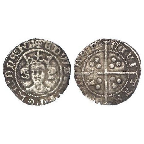 385 - Edward III silver Penny of London, treaty period, pellet before EDWARD, S.1625. 1.13g. GF, light chi... 