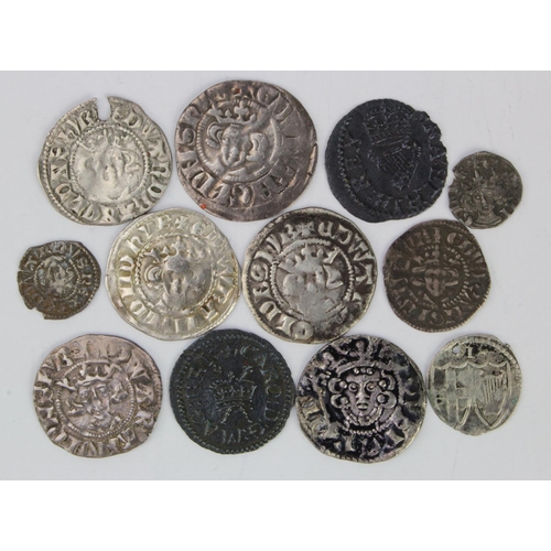 389 - English hammered assortment (12): 5x Edward Plantagenet Pennies F-nVF, one holed; a round Halfpenny ... 