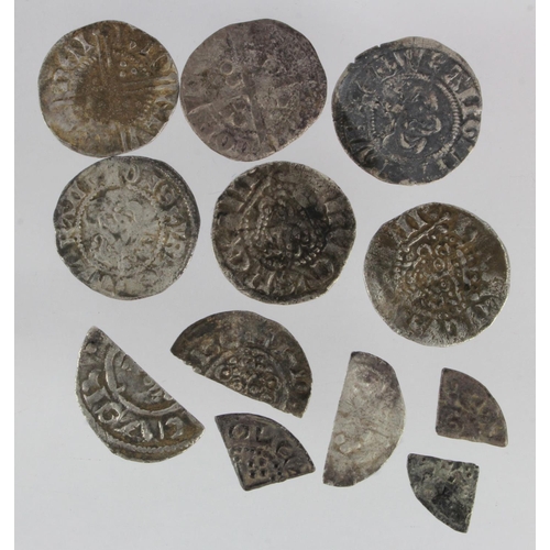 393 - English hammered silver Pennies (6): 3x Long Cross: Nicole on Cant Fine, ? on Cant GF, and Henri on ... 