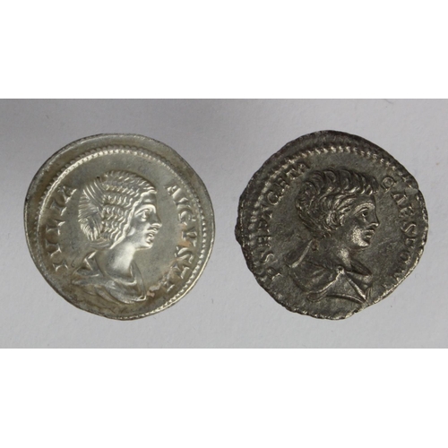 405 - Roman Imperial (2) Denarii: Geta slightly debased silver, Rome c.201 AD, as Prince of the Youth stan... 