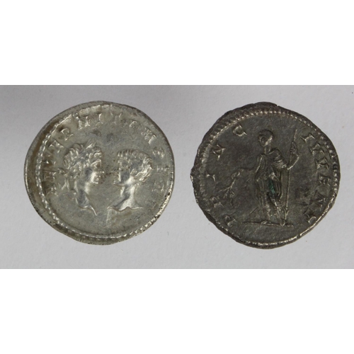 405 - Roman Imperial (2) Denarii: Geta slightly debased silver, Rome c.201 AD, as Prince of the Youth stan... 