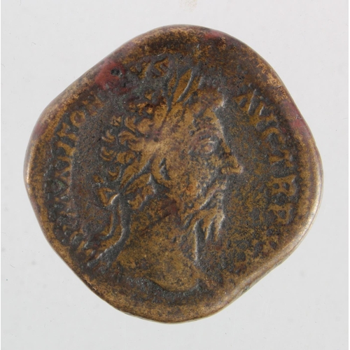 406 - Roman Imperial: Antoninus Pius AE Sestertius, 'PRIMI DECENALES COS III SC' within wreath - The first... 