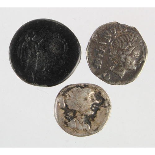 409 - Roman Republic (3): Quinarius of Egnatuleia, Hd. of Apollo / Victory erecting trophy, RSC1 46 #1, C.... 