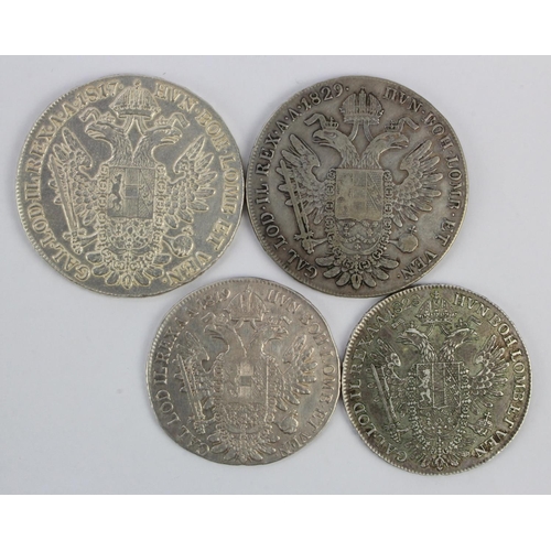 416 - Austrian silver (4): Thaler 1817A cleaned VF, Thaler 1829A GF/nVF, Half Thaler 1819 cleaned cleaned ... 