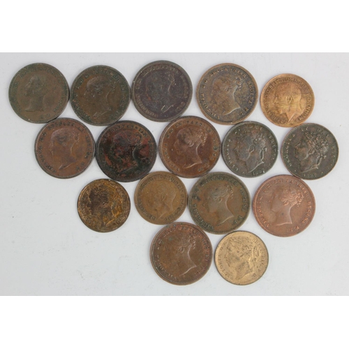 526 - GB Fractional Farthings (16): Third Farthings: 1827 VF, 1827 F, 1884 EF with lustre, 1885 aEF (glue ... 