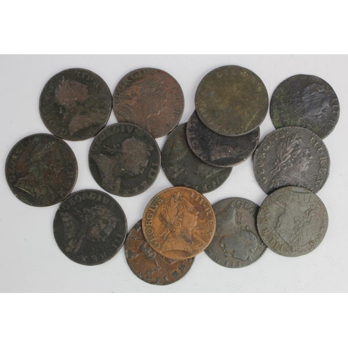 539 - GB Halfpennies (14) George III, a mixture of regal coinage and contemporary forgeries, 1770-1775. No... 