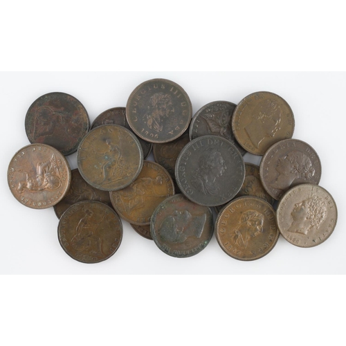 540 - GB Halfpennies (18) copper 1799-1857 mixed grade, noted 1806 no berries VF/GVF, 1826 GVF, 1834 VF/GV... 