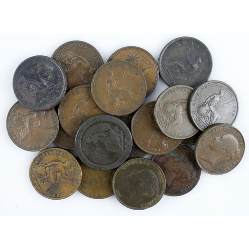 553 - GB Pennies (19) copper 1797-1859 mixed grade, noted 1806 GVF scratch rev., 1856 PT (rare date) corro... 