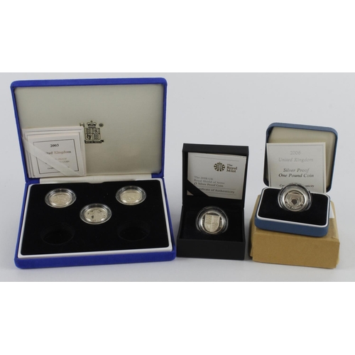 600 - GB Royal Mint silver proof £1 coins (6): 2006 (Egyptian Arch Bridge) aFDC cased with cert and packag... 