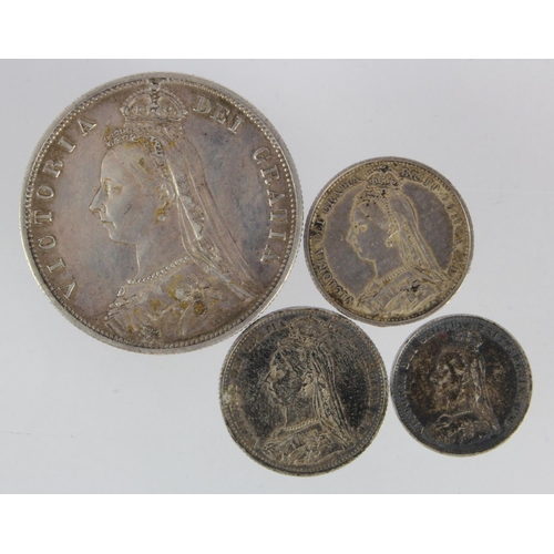 626 - GB Silver (4) Victorian Jubilee head: Halfcrown 1887 toned VF-GVF, 2x garter Sixpences 1887 toned nE... 