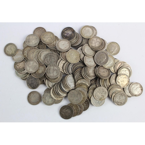 662 - GB Silver Threepences (197) pre-1920, no very worn coins.