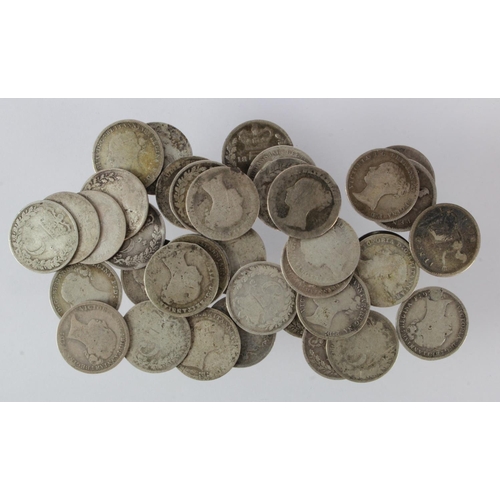 675 - GB Victorian silver minors (38): 33x Threepences and 5x Groats, from circulation.