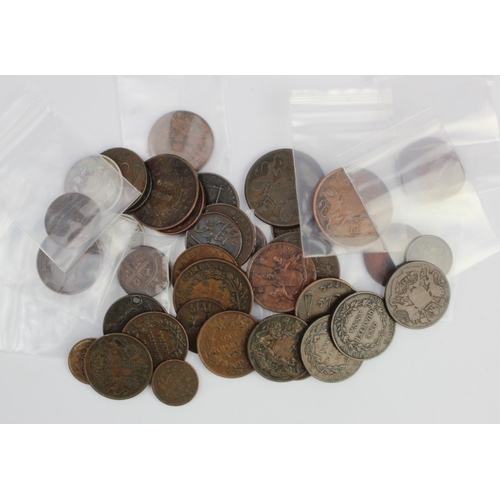 680 - India, Malaysia etc (41) British East India Company coins, mostly copper, a couple silver, mixed gra... 