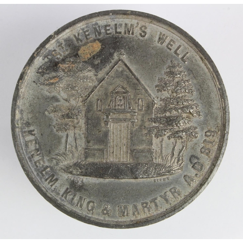 750 - British Commemorative Medal, white metal d.51mm: St Kenelm's Well, Winchcombe, 1887. Slightly corrod... 