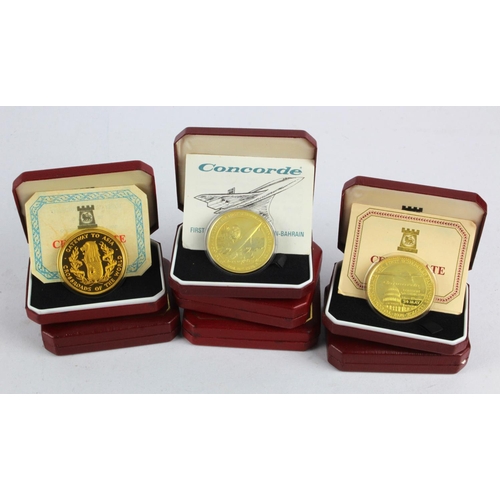 756 - British Commemorative Medals (7) all Concorde related, various 1970s crown-size silver gilt by the P... 