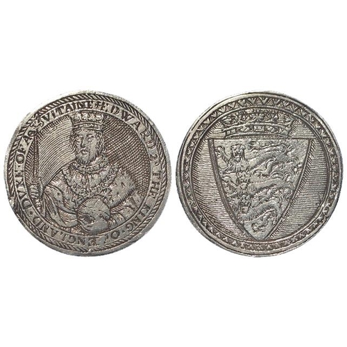 771 - Engraved Coin: Simon van de Passe 17thC London engraved silver counter d.25mm: EDWARD 2d THE KING OF... 