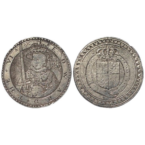 772 - Engraved Coin: Simon van de Passe 17thC London engraved silver counter d.25mm: EDWARD THE VI / Shiel... 