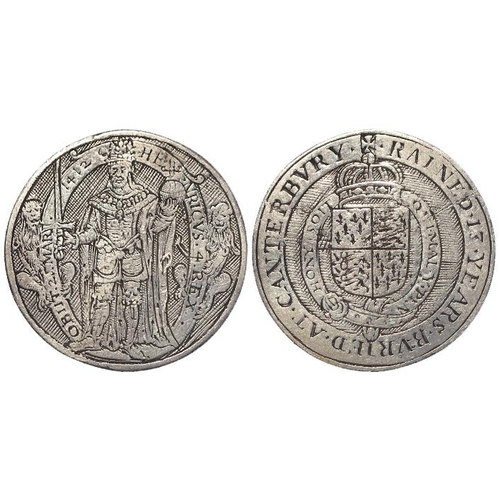 777 - Engraved Coin: Simon van de Passe 17thC London engraved silver counter d.27.5mm: HENRICVS 4 REX, OBI... 