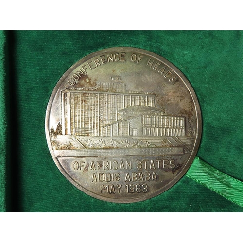 780 - Ethiopian Commemorative Medal, unmarked silver d.65mm, 99.06g: Conference of Heads of African States... 