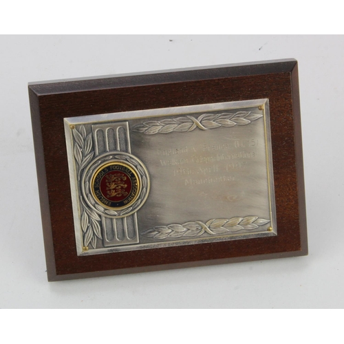 783 - Football interest - an extreamly scarce England School boys players plaque award for the Internation... 