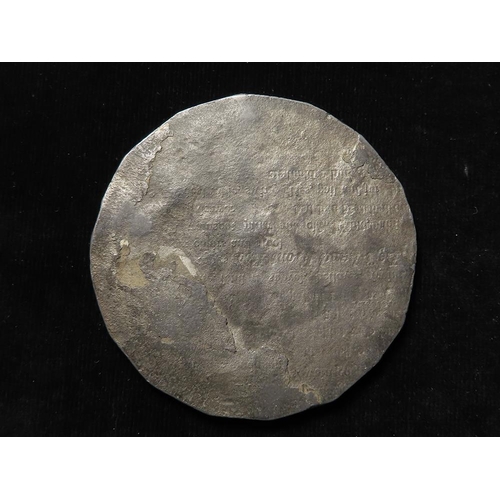 788 - French Commemorative Plaque, uniface pewter d.86mm: ARRIVEE DU ROI A PARIS (French Revolution) LE 6 ... 