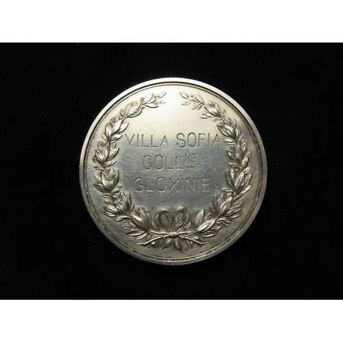 801 - Italian Horticultural Medal, unmarked silver d.44mm, 33.66g: Centenary of Palermo Botanical Garden 1... 