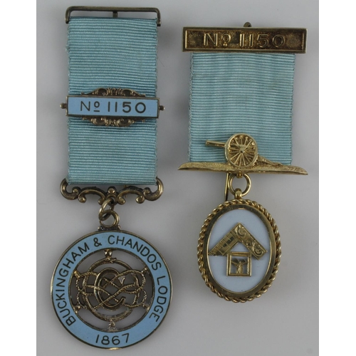 810 - Masonic silver & enamel medals (2) relating to the Buckingham & Chandos Lodge No. 1150 comprising a ... 