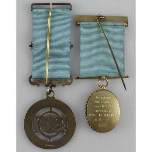 810 - Masonic silver & enamel medals (2) relating to the Buckingham & Chandos Lodge No. 1150 comprising a ... 