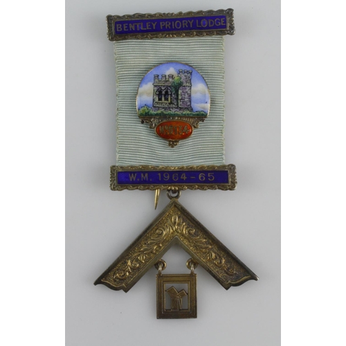 811 - Masonic silver & enamel Past Master's medal for the Bentley Priory Lodge No. 6134 hallmarked TK& S. ... 