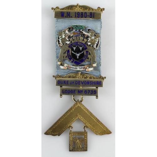 812 - Masonic silver & enamel Past Master's medal for the Duke of Devonshire Lodge No. 6735 (Presented twi... 