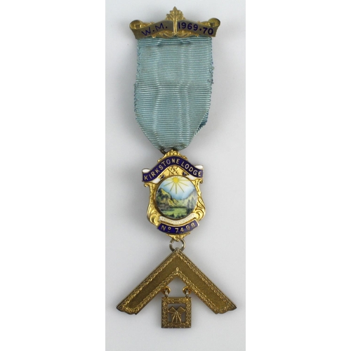 813 - Masonic silver & enamel Past Master's medal for the Kirkstone Lodge No. 7498 (prob. presented twice)... 