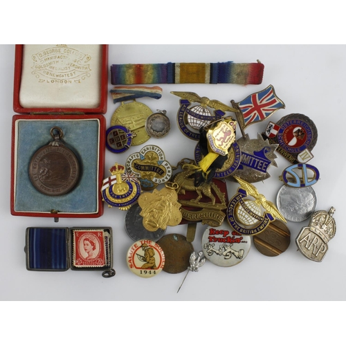 820 - Mixed old lapel and pin badges, civil and military noted incl Edith Cavell interest (qty)